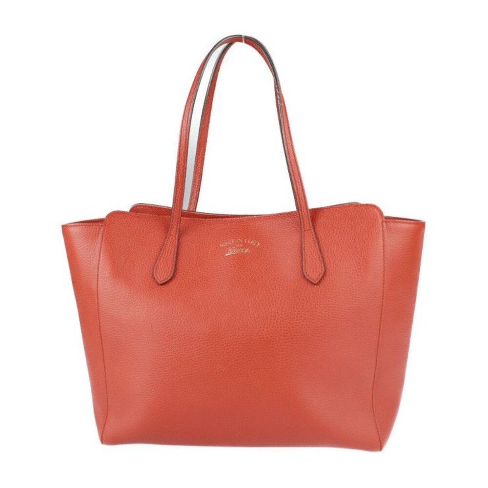 Gucci Swing Tote Bag Leather Red Gold Hardware Shoulder Bag Large